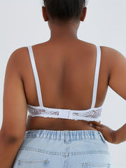 Contrast Lace Semi Sheer Plus Size Bra