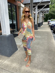 Tie Dye Spaghetti Jumpsuit Casual Sleeveless Summer Jumpsuit With Pocket