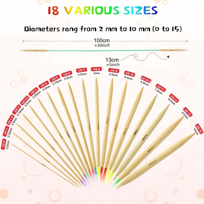 Bamboo Craft Knit Kit 18pairs Needles Set Adult Beginner Knit Set