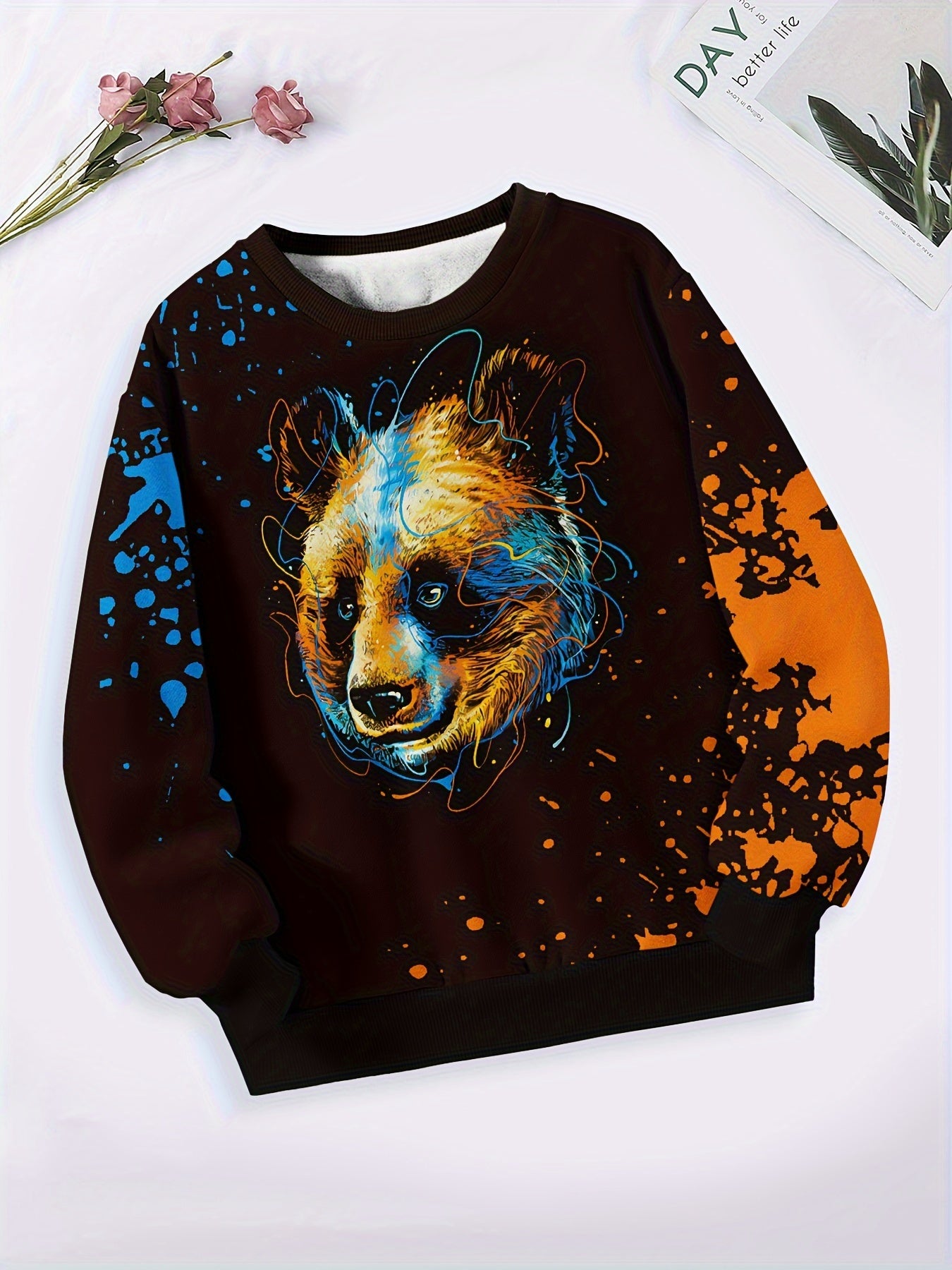 Tie Dye Graphic Crew Neck Long Sleeve Sweatshirt Pullover For Kids
