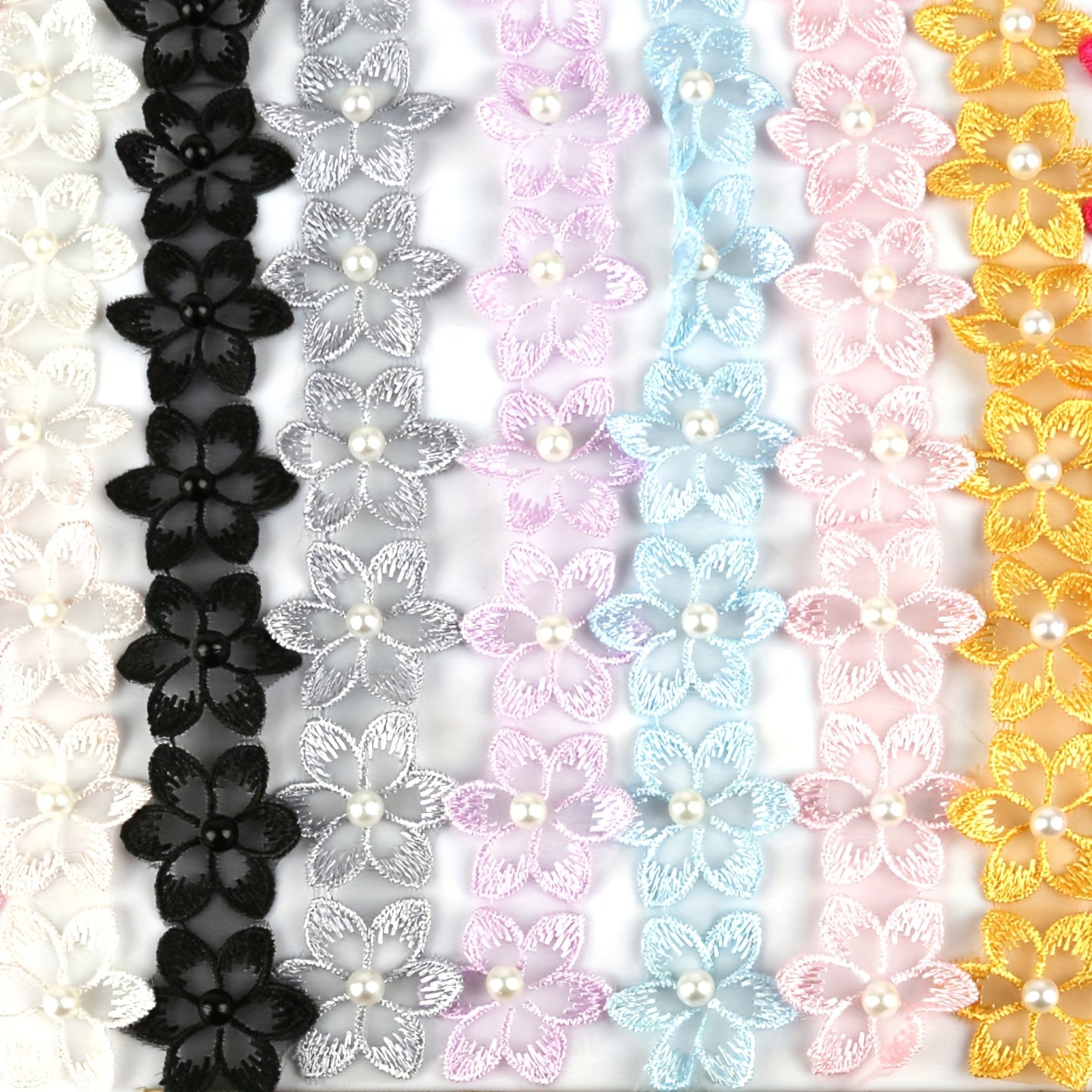 Embroidery Flower Pearl Lace Organza Neckline DIY Accessories
