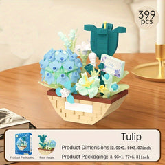 Eternal Flower Building Blocks Succulent & Rose Bouquet Arrangement Home Decor