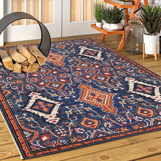 Vintage Boho Rug Outdoor Indoor Washable Reversible Camping RV Porch Deck