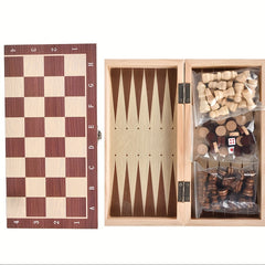 Wooden Chess Backgammon International Checkers 3-in-1 Chessboard