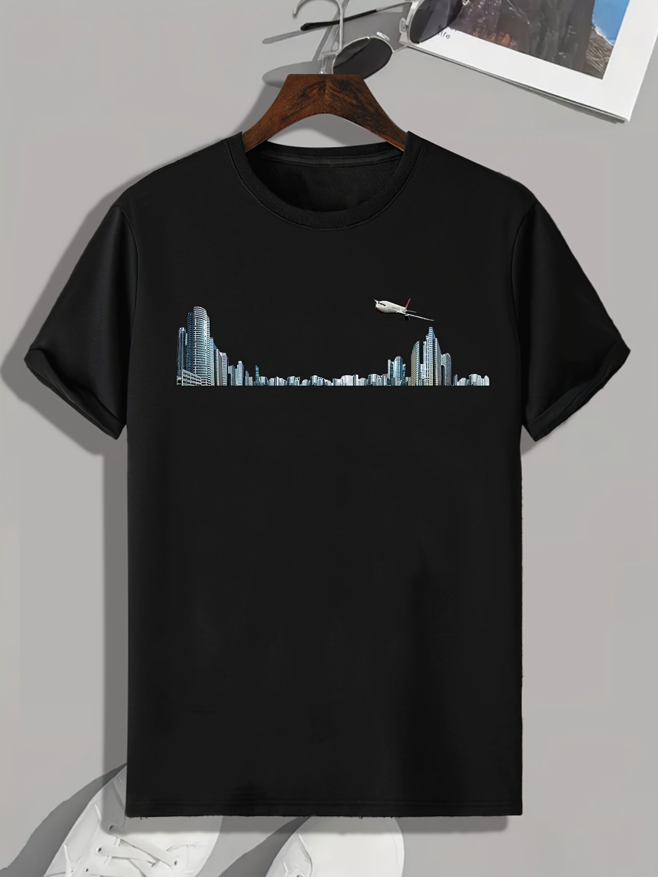 City View Print Men's Graphic T shirt Casual Comfy Tees For Summer Mens Clothing