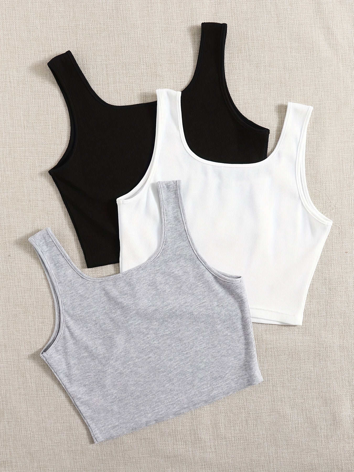 Basic Tank Top 3 Pack Sleeveless Women's Casual Square Neck