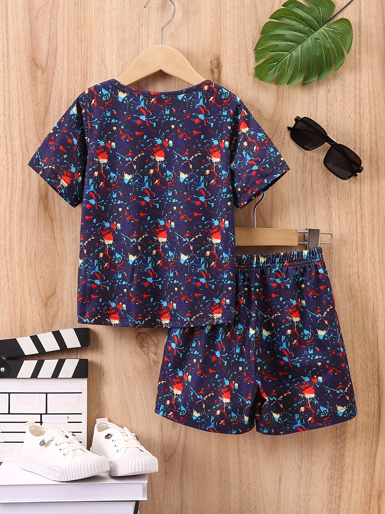 Boys Casual Outfit Round Neck T shirt & Shorts Set