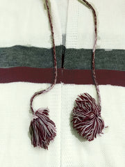 Colorblock Tassel Drawstring Fringe Trim Open Front Hoodie