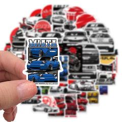 50pcs JDM Cartoon Car Stickers for Water Bottles Laptops Phone Cases