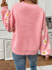 Floral Print Sweater Long Sleeve Pullover Women's Clothing