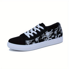 Women's Print Canvas Sneakers Lace-Up Flat Shoes