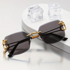 Men's Leopard Rimless UV Resistant Sunglasses for Beach