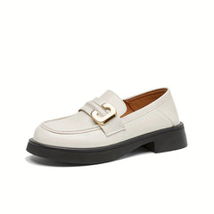 Metal Decor Loafers Closed Toe Slip On Shoes Women's Shoes