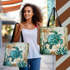 Ocean Turtle Tote Bag Reusable Shoulder Bag for Women