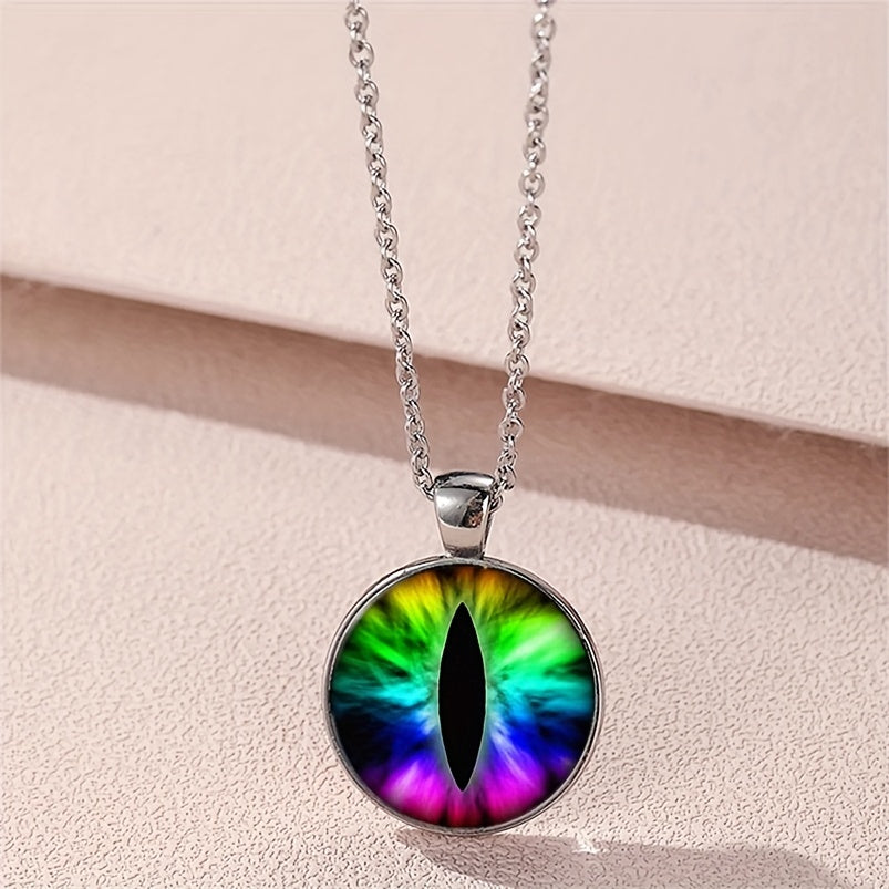 Vintage Round Eye Pendant Necklace Holiday Gift