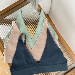 3 Pcs Women's Ribbed Camisole Bra Skin Friendly No Steel Ring Lingerie