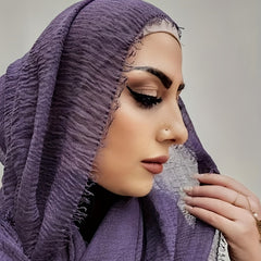 Crinkle Hijab Long Sunscreen Shawl Frayed Edge Wrap Classic Turban