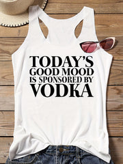 Letter Print Sleeveless Tank Top Racer Back Stretchy Summer Sports Top