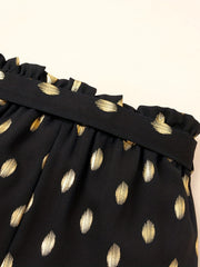 Girls Golden Polka Dots Print Bow Belted Shorts for Summer