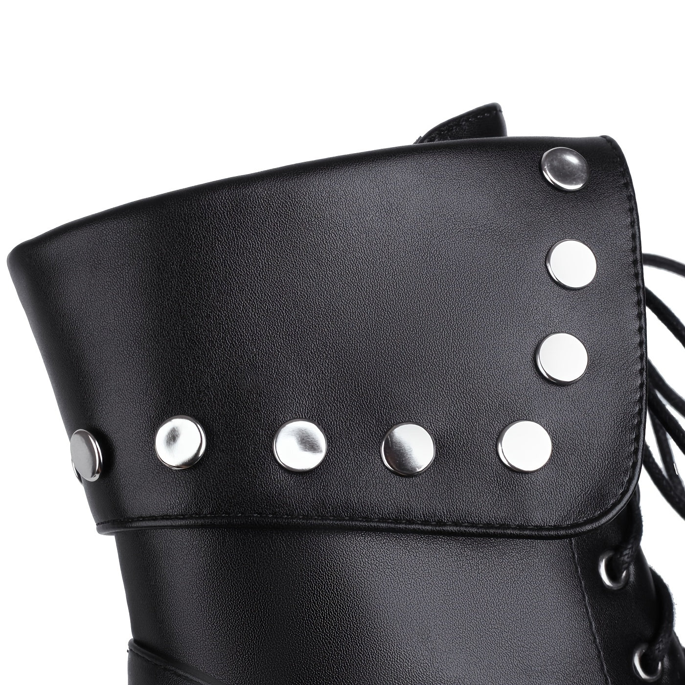 Studded High Heel Lace-Up Platform Boots