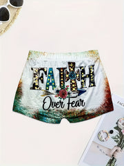 Letter Print Skinny Shorts Casual Shorts Spring & Summer Women's Clothing