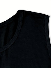 Skull Print Plus Size Tank Top Round Neck Stretchy Top