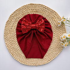 Baby Sequin Bowknot Turban Soft Elastic Hat