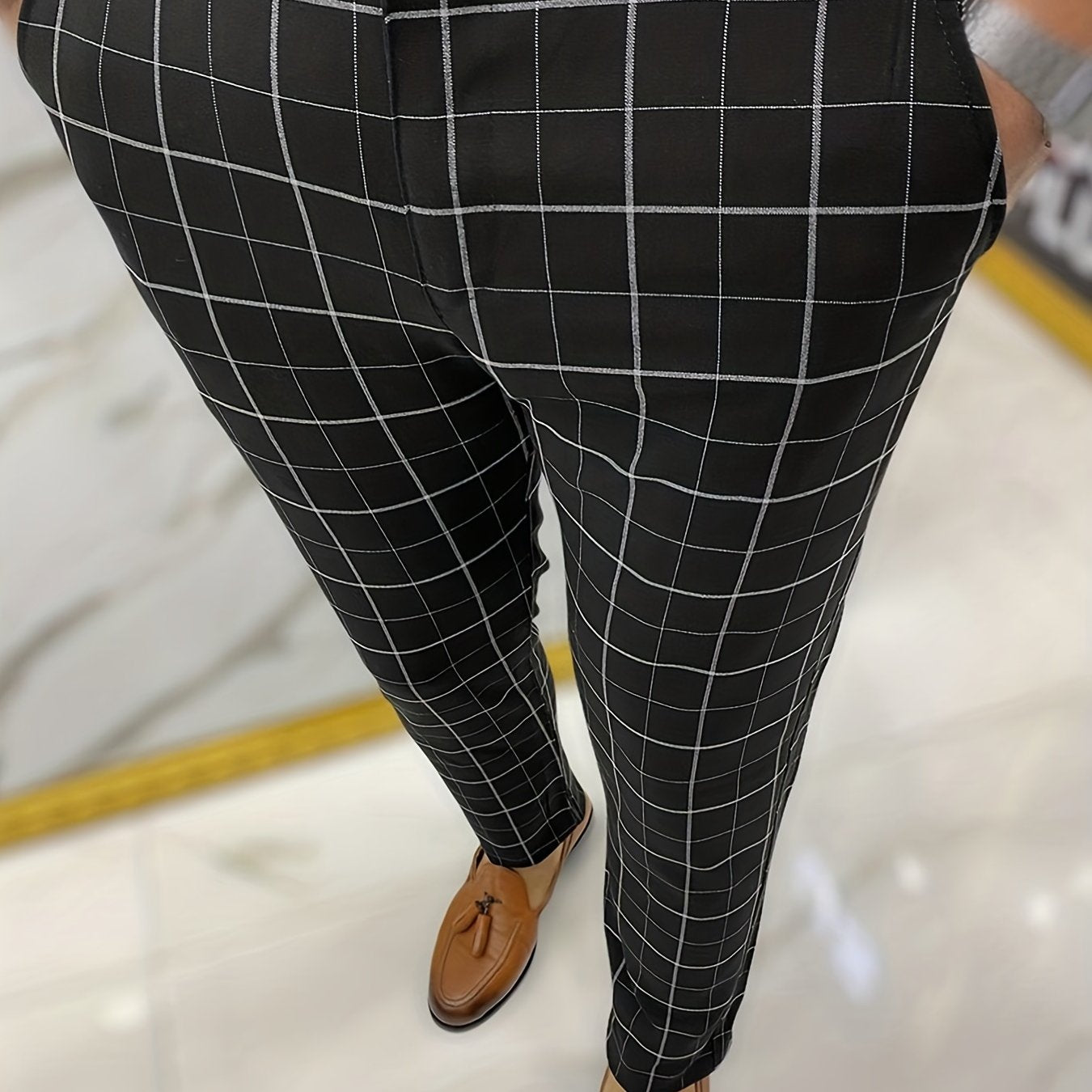 Men's Plaid Striped Slim Fit Trousers