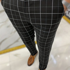 Men's Plaid Striped Slim Fit Trousers