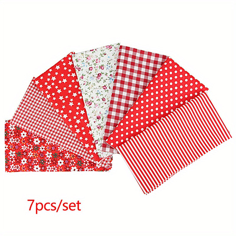 7pcs Small Clear Flower Cotton Floral Plaid Polka Dot DIY Cloth