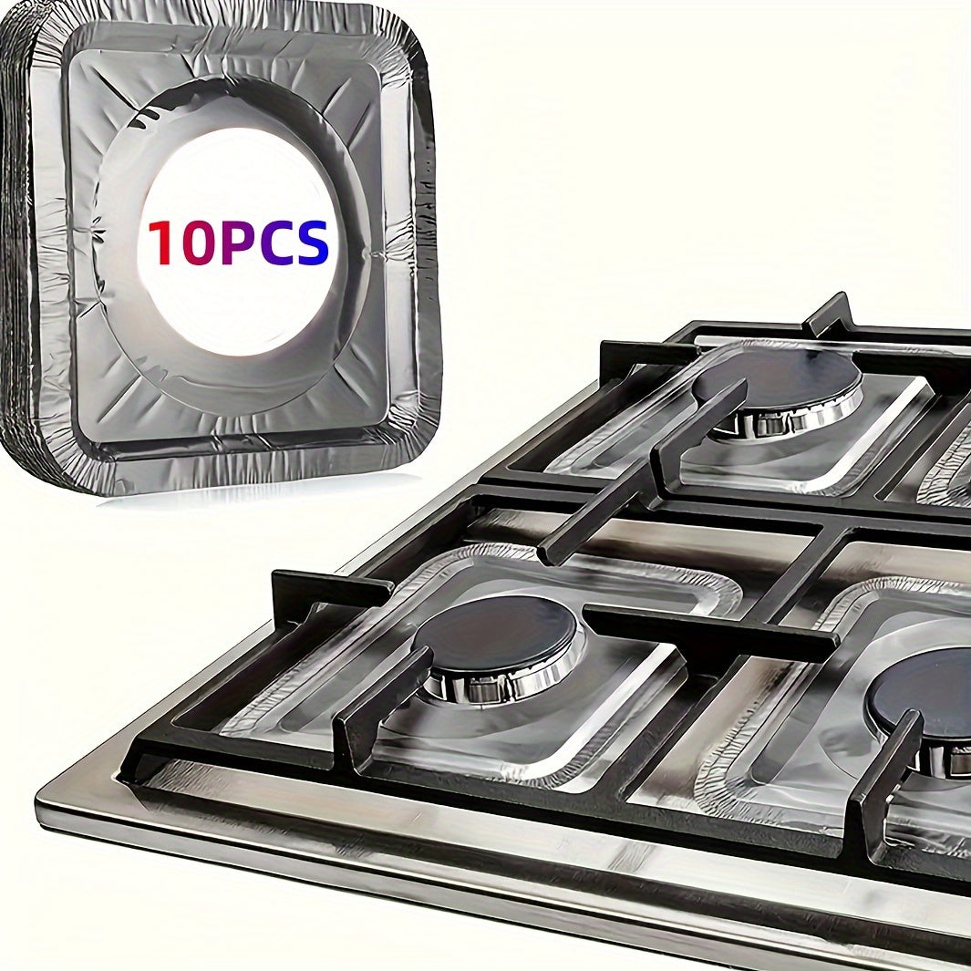 10pcs Disposable Aluminum Gas Stove Burner Cover Heat-Resistant Stove Lining