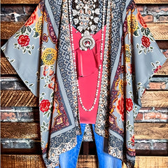 Casual Kimono Women's Plus Floral Print Open Front Beach Cover Up