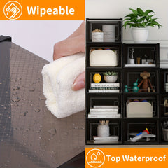 6pcs Plastic Folding Shoe Storage Boxes Dust-proof Stackable Display Drawers