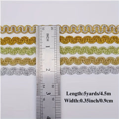 5yds Gold Silver Braid Lace Trim Metallic Ribbon DIY Crafts Sewing