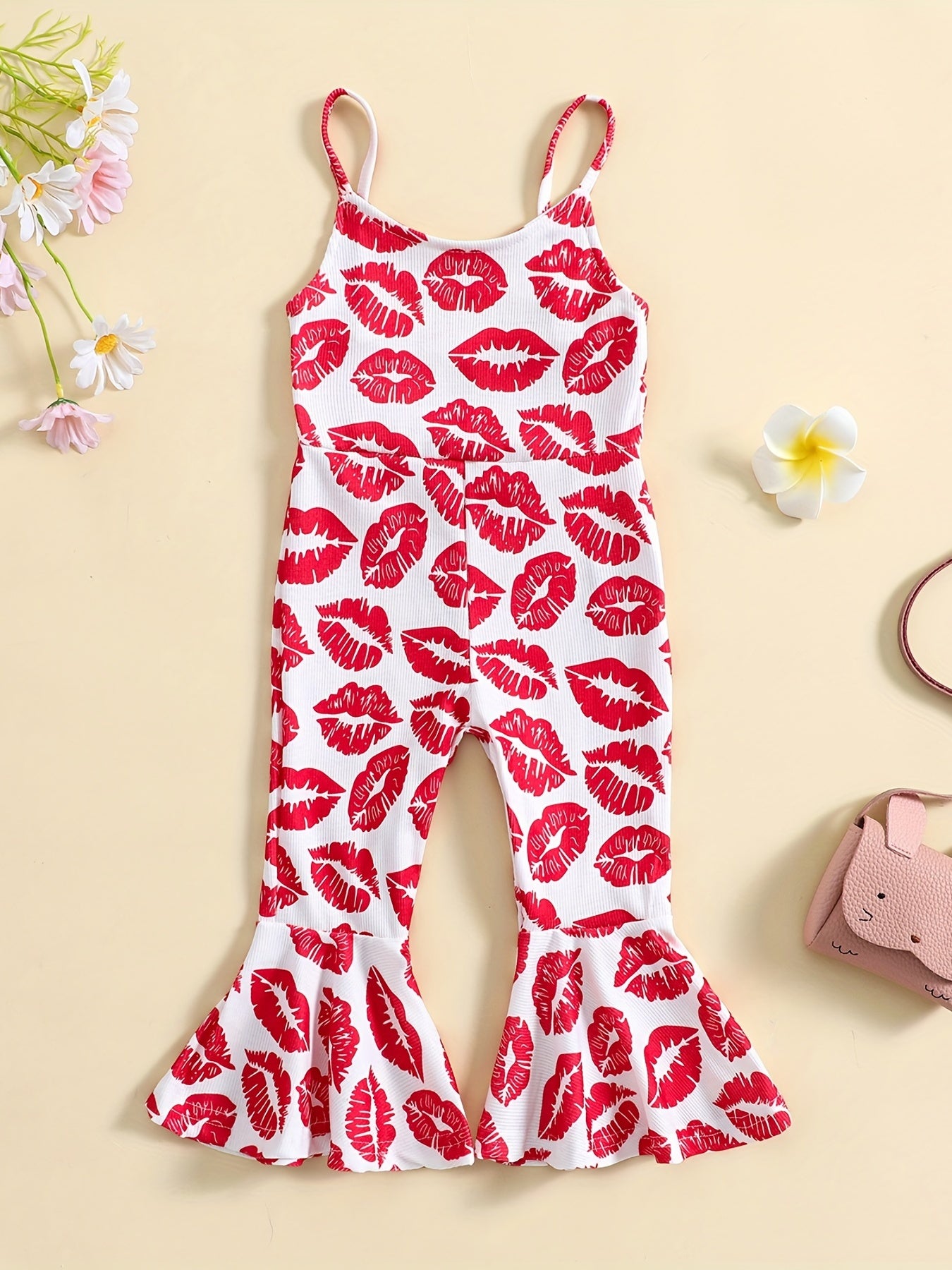 Heart Print Cami Jumpsuit for Toddler Girls