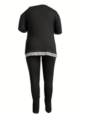 Leopard Print One Shoulder Wrap Top & Pants Set