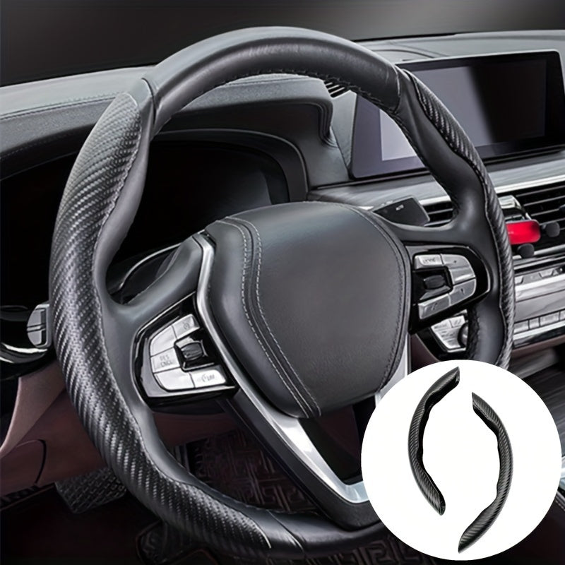 2pcs Carbon Fiber Car Steering Wheel Cover for 15inch Auto Accessories