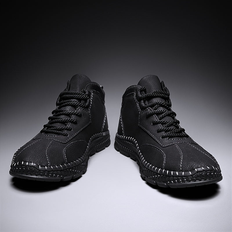 Men Stitch Pointed Leather Boots Formal Dress Shoes For Party Office Wedding