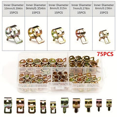 75pc Colorful Zinc Plated Elastic Hoop 6-22mm Pipe Clamp Repair Tool Set