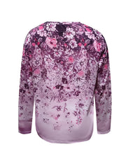 Floral Print Pullover Sweatshirt Long Sleeve Crew Neck Casual Top