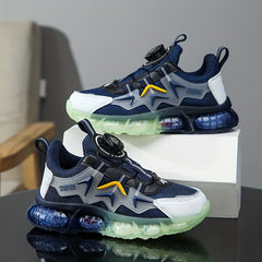 Kid's Rotating Buckle Basketball Shoes, Shock Absorption Sneakers