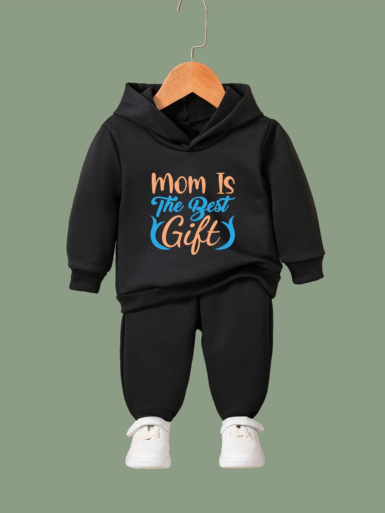 2pcs MOM IS THE Graphic Hoodies Pants Set Outfits Spring Fall Sports Gift Girls