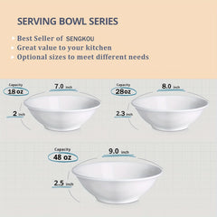 4pcs Ceramic Soup Bowls Set, Large Deep Bowls for Noodle Pho Salad