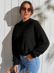 Solid Plush Crew Neck Sweatshirt