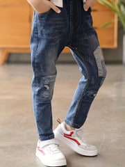 Boys Casual Ripped Denim Long Pants With Pocket for Spring/Autumn