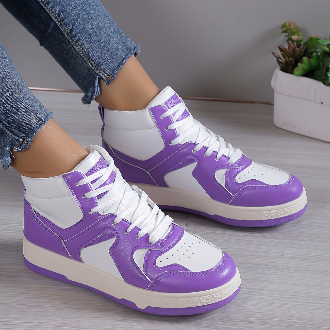 Women's Stylish Block Top Sneakers Comfortable Non slip Sports Shoes