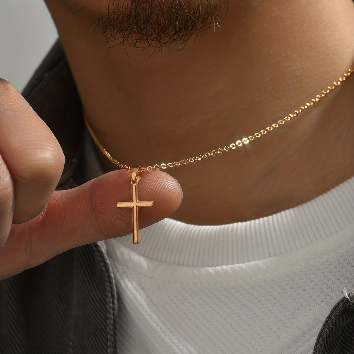 European/American Style Men's Cross Pendant Necklace - Initial Gift Decoration
