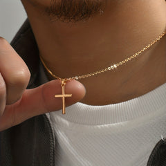 European/American Style Men's Cross Pendant Necklace - Initial Gift Decoration