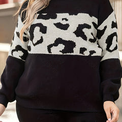 Colorblock Leopard Print Sweater