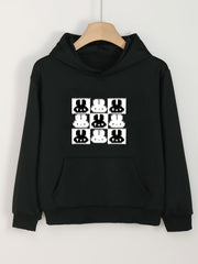 Girls Rabbit Pattern Hooded Sweatshirt Long Sleeve Pullover Sports
